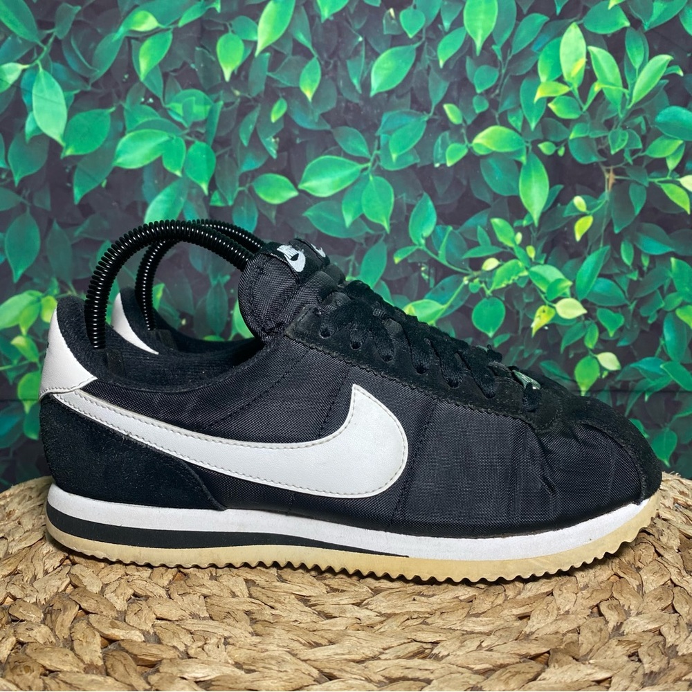 Nike Cortez black white nylon suede